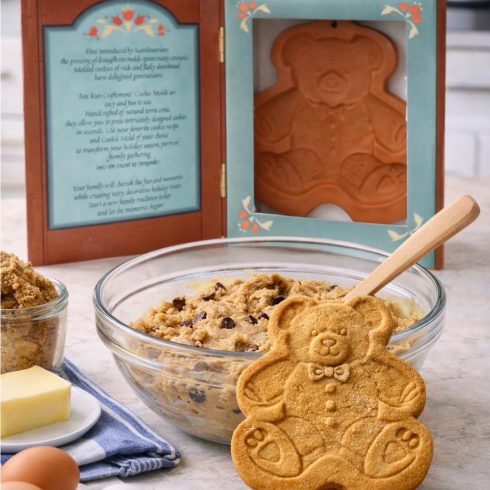 THE FOX RUN COUNTRY CUPBOARD Terra Cotta Cookie & Craft Mold Teddy